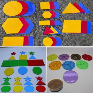 Montessori Math Geometric Fraction Shapes – Translucent Learning Tool for Kindergarten Kids Educational Toy