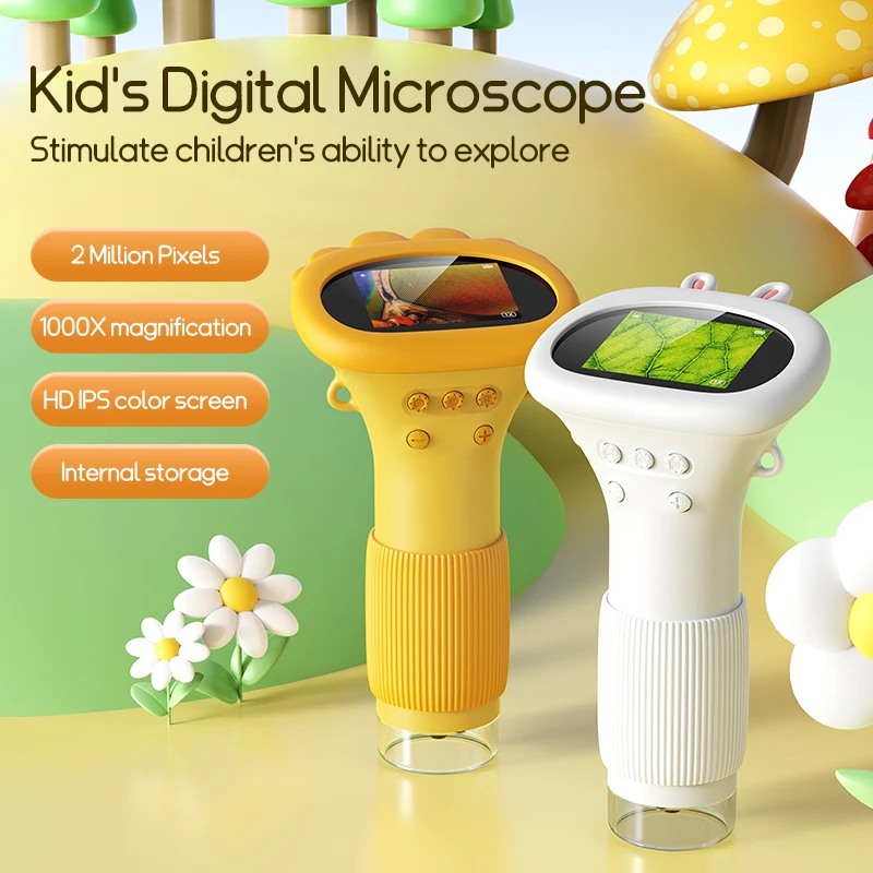 1000x Kids Microscope with LED Camera – 200MP Educational Science Toy with Photo & Video for Children